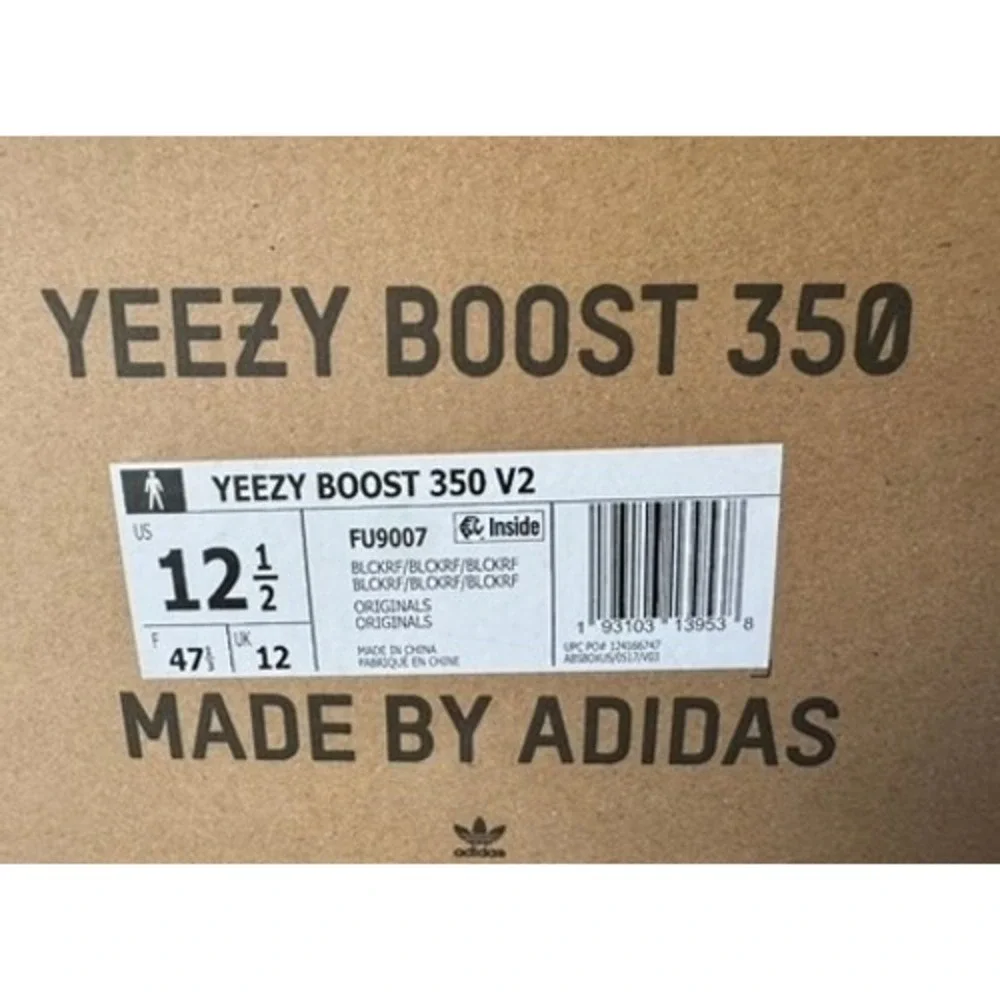 Adidas Yeezy Boost 350 V2 FU9007 Black Sneakers Shoes Mens Size 12.5‎ CON